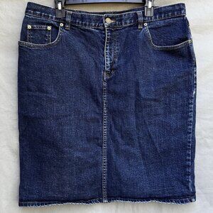 Lauren Ralph Lauren Size 14W Denim Blue Jean Mini Skirt Western Country Boho